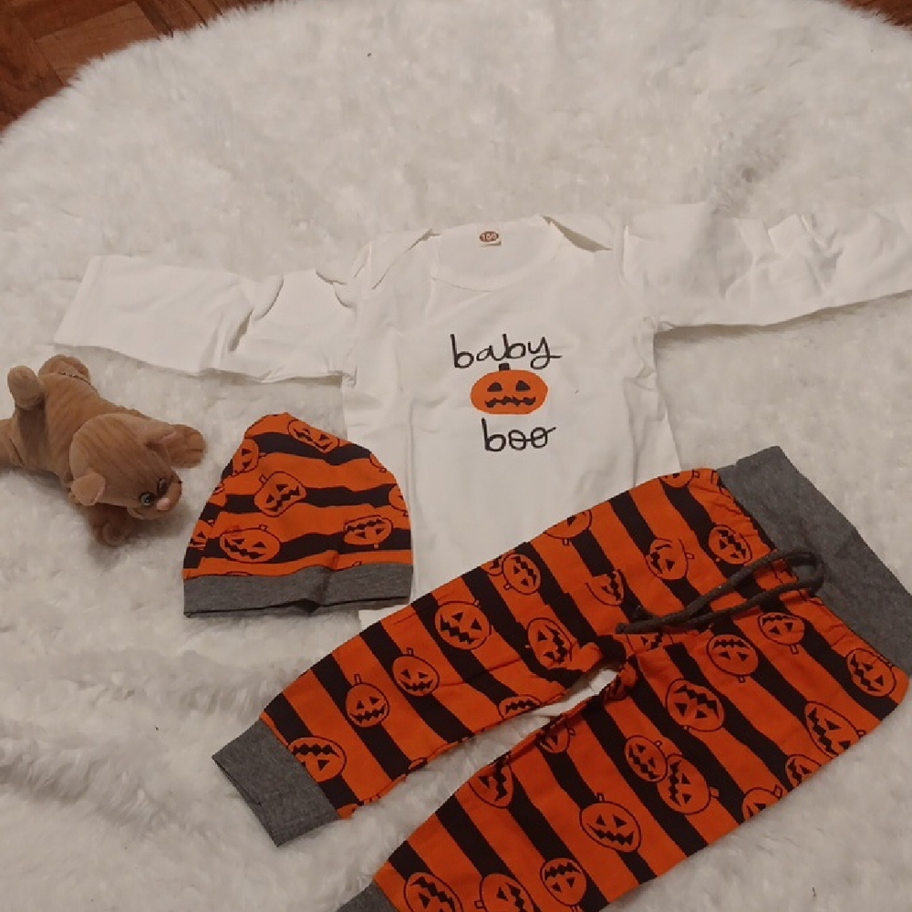 Baby Boo Halloween Costume Set - Orange and White